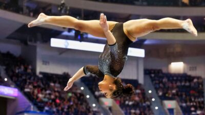 US gymnast Konnor McClain doing flip