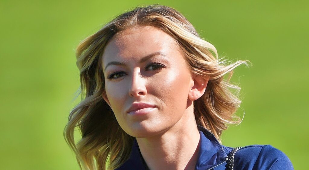Paulina Gretzky looks on during a golf tournament.