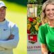 Rory McIlroy on golf course and Amanda Balionis posing while seated