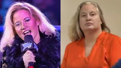 Tammy Sunny Sytch speaking on microphone. Tammy Sunny Sytch in court.