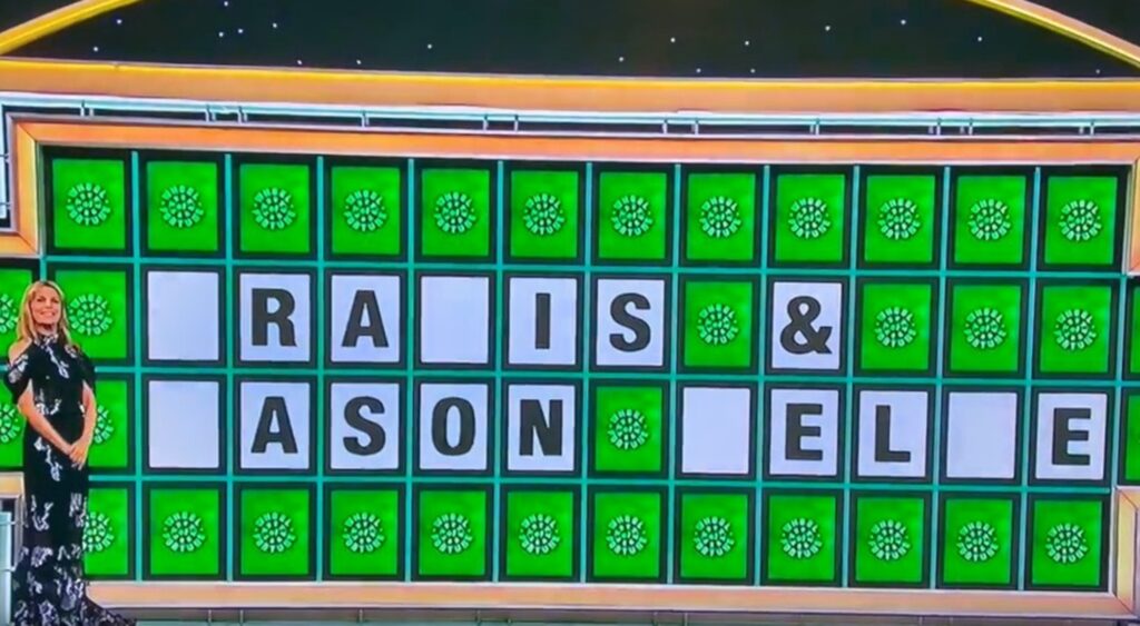 Travis Kelce and Jason Kelce as final answer on Wheel of Fortune