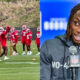 Photo of Xavier Worthy in training with Chiefs and Photo of Xavier Worthy speaking to reporters at Scouting Combine