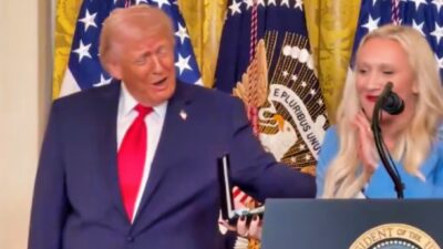 Donald Trump and Kaillie Humphries inside the White House