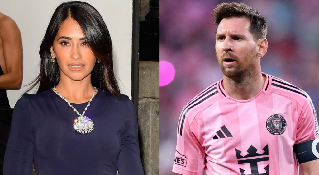 Split image of Antonela Roccuzzo & Lionel Messi