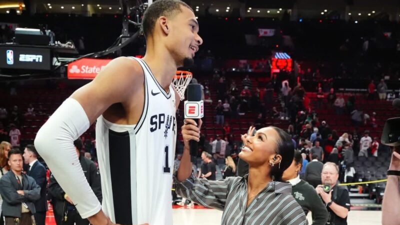 Malika Andrews Dwarfed By Victor Wembanyama During Interview