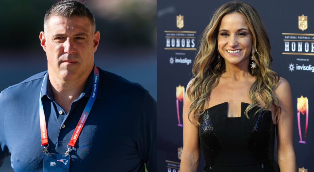 Mike Vrabel and Dianna Russini split image