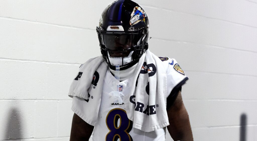 Lamar Jackson walking through talking