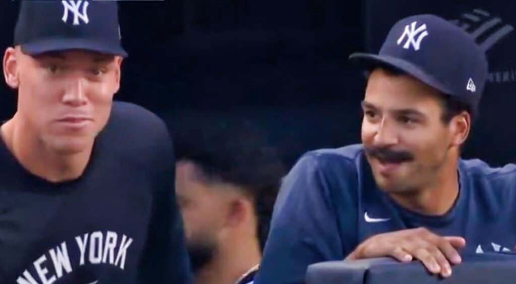 Aaron Judge And Yankees Teammates Caught On Camera Laughing After Jazz Chisholm Jr. Gets Hit In The Nuts