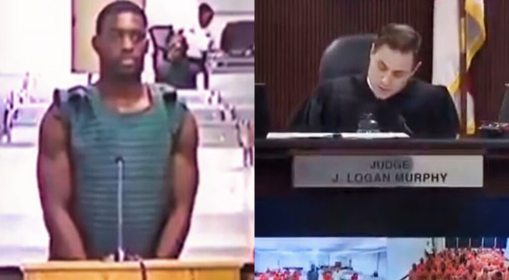 Split image of Terrion Arnold and judge