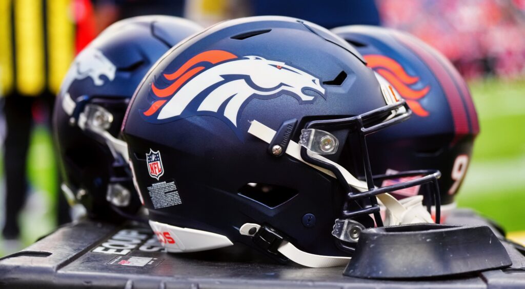 Denver Broncos helmets.
