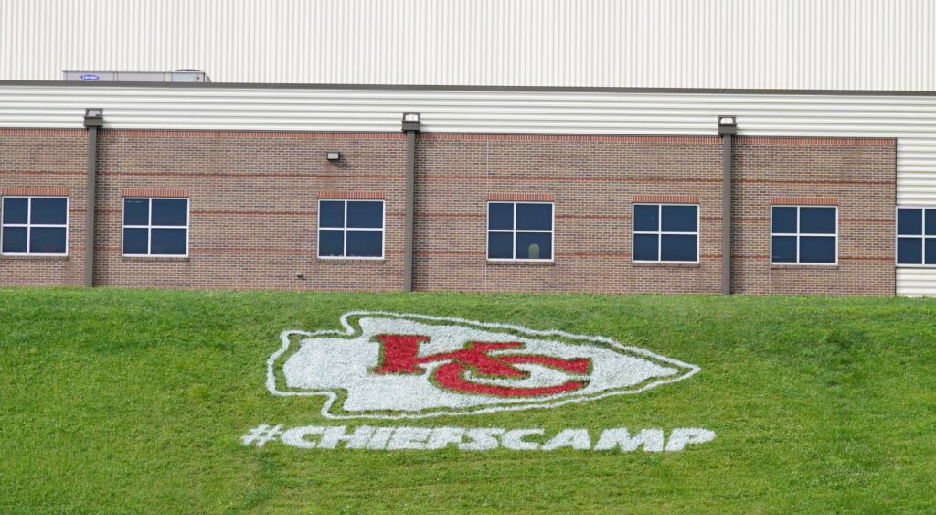 Chiefs logo at training camp.