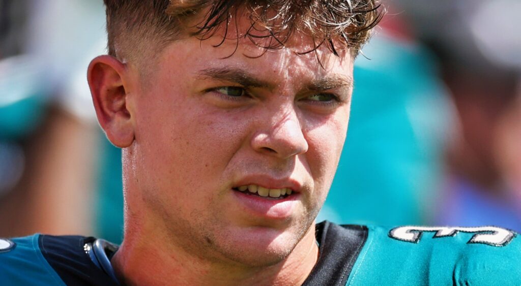 Philadelphia Eagles cornerback Cooper DeJean in uniform.