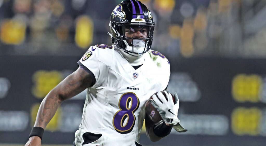 Lamar Jackson in Ravens gear