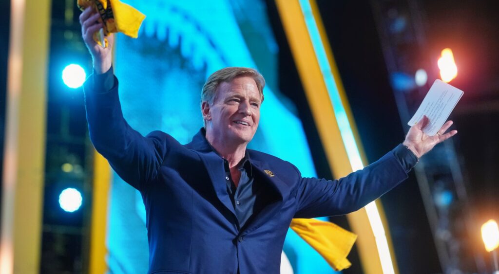 Roger Goodell at NFL Draft (Photo via Imagn Images)