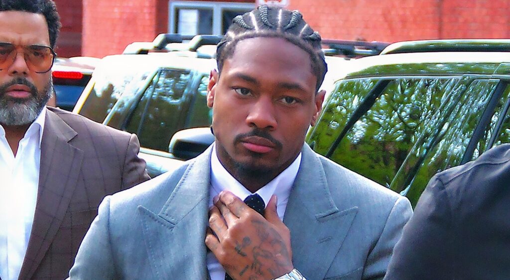 Former New England Patriots wide receiver Stefon Diggs arrives at Dedham District Court 