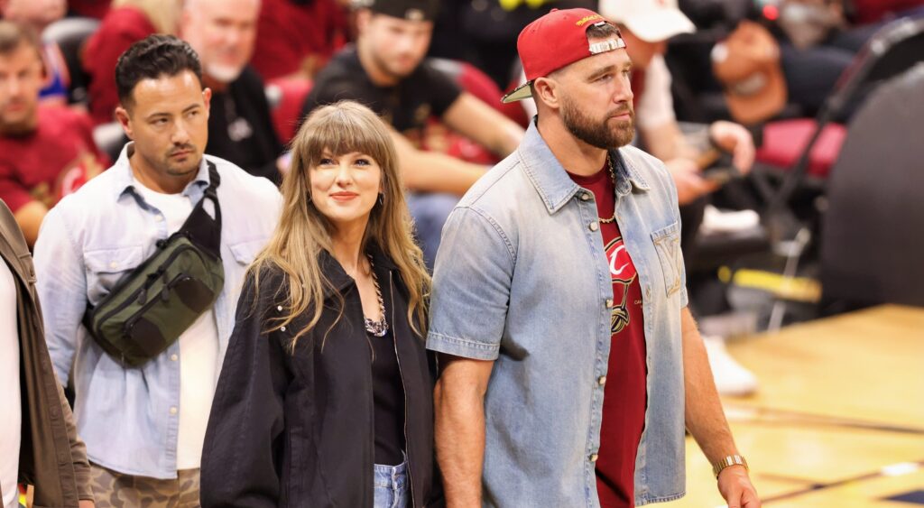 Taylor Swift and Travis Kelce at the Cavs game