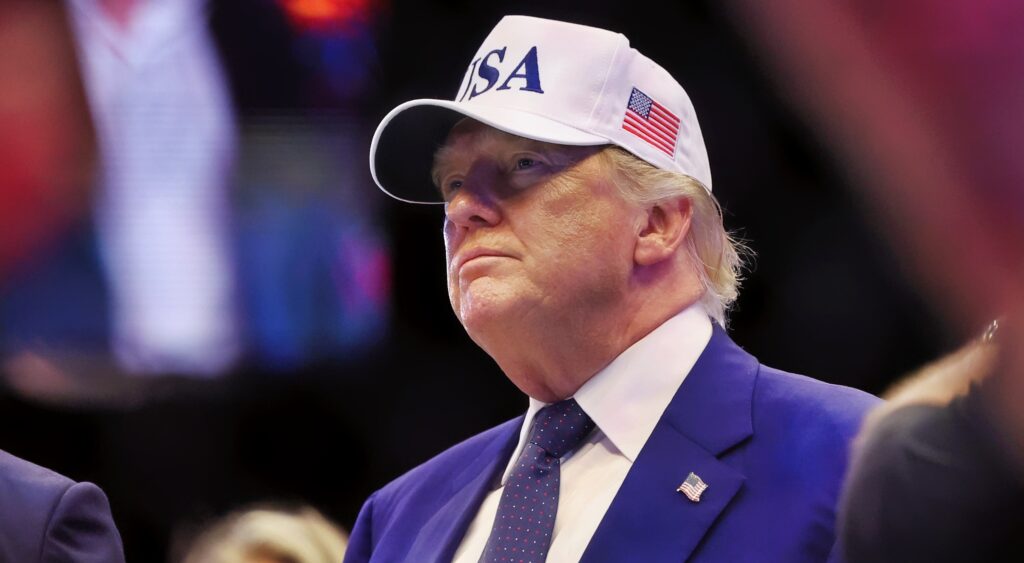 Donald Trump in a USA cap.