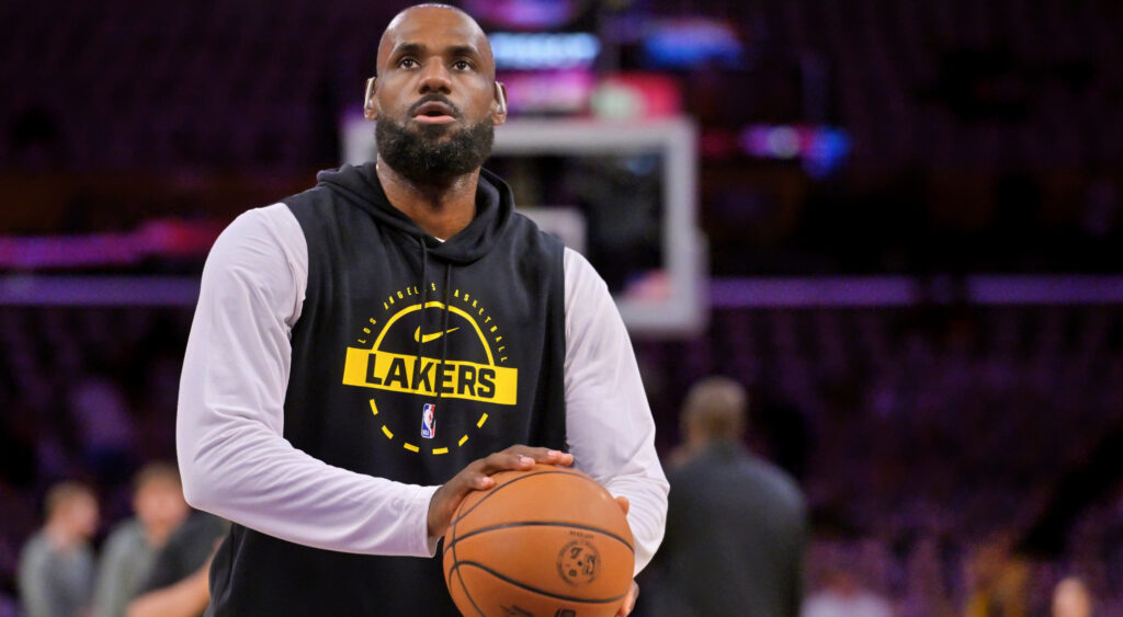 LeBron James during warmup.