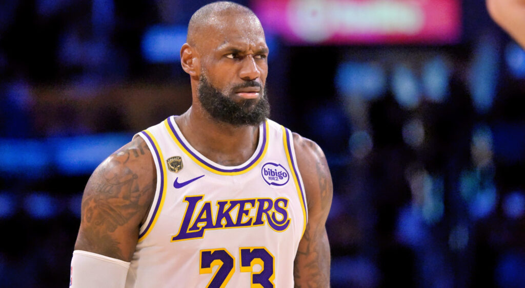 LeBron James at a Lakers game.