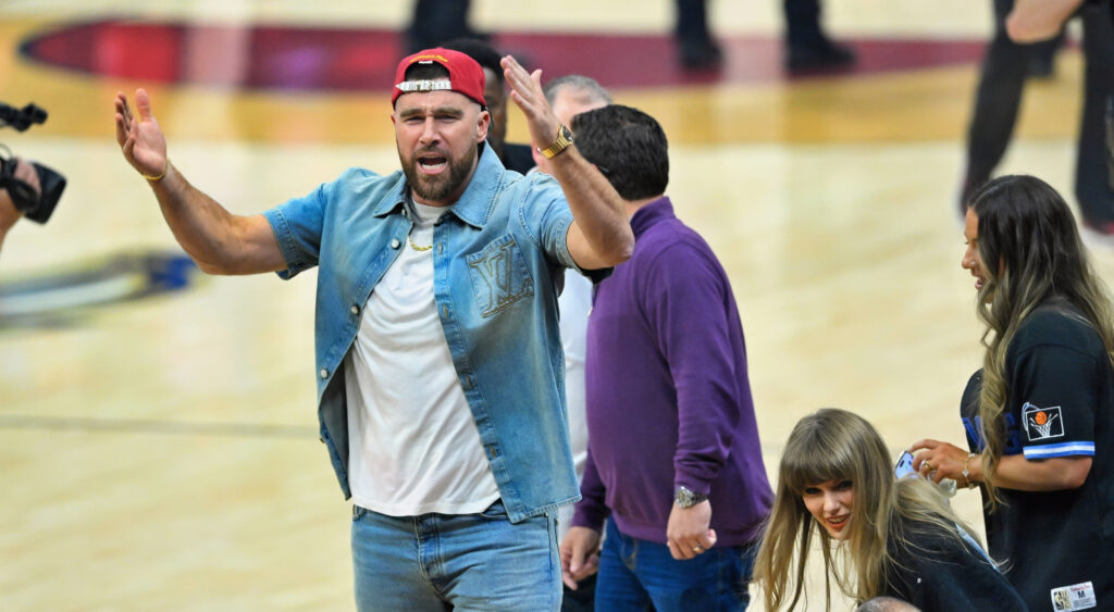 Travis Kelce during a Cleveland Cavaliers game.