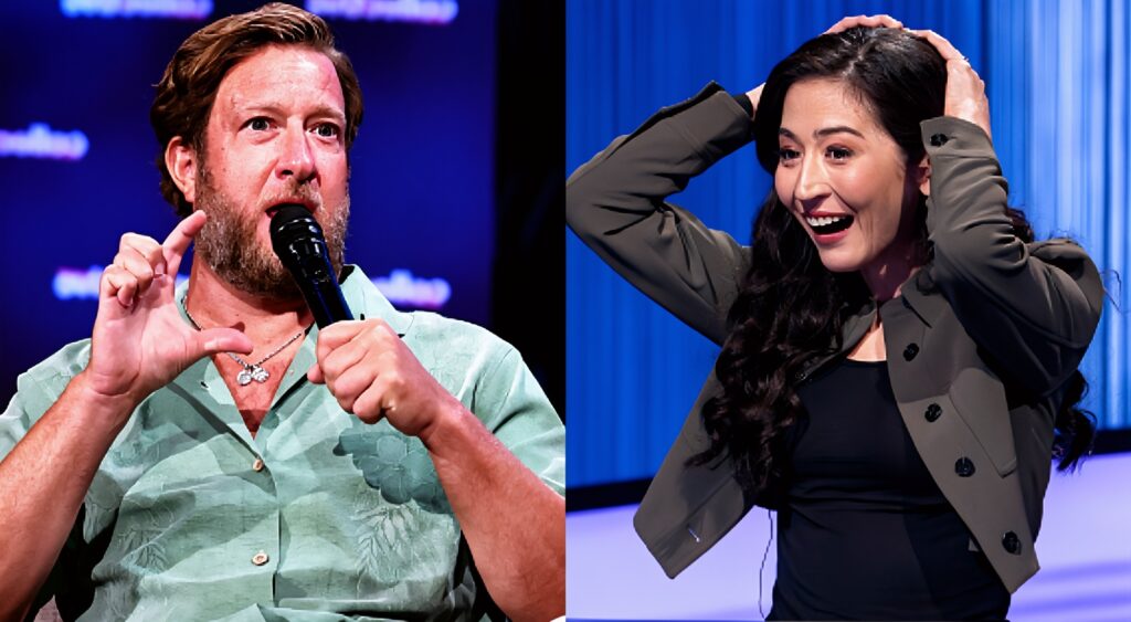 Dave Portnoy and Mina Kimes split image