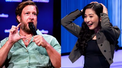 Dave Portnoy and Mina Kimes split image