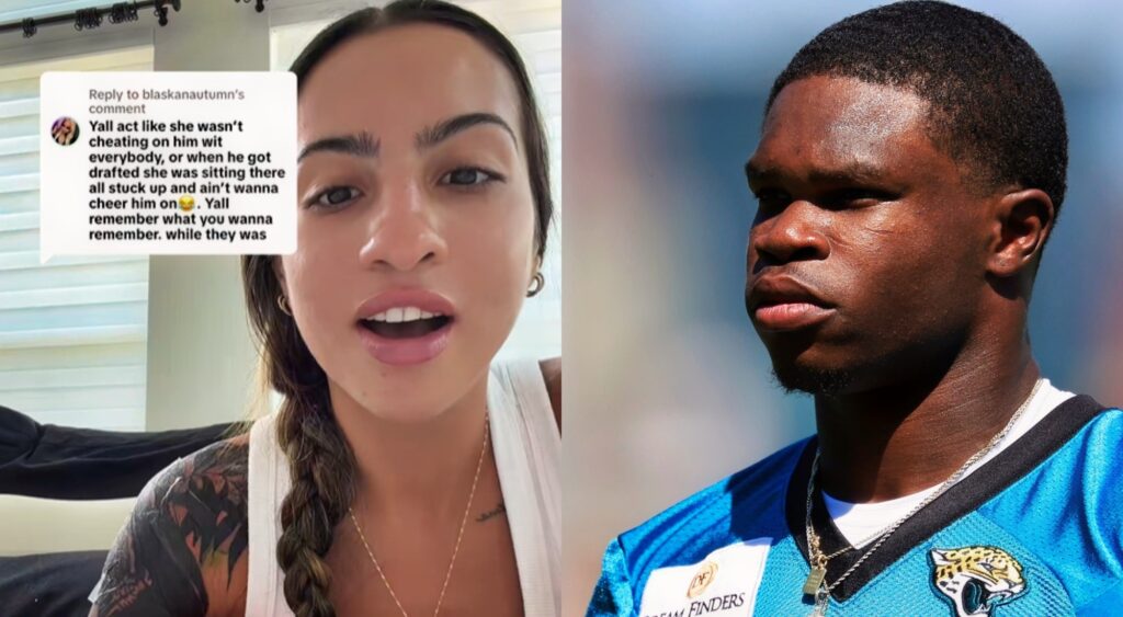 Split image of Leanna Lenee and Travis Hunter