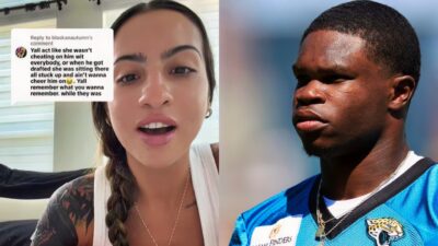 Split image of Leanna Lenee and Travis Hunter