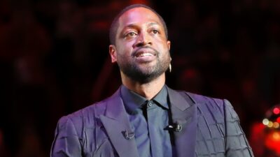 Miami Heat former player Dwyane Wade in a suit.