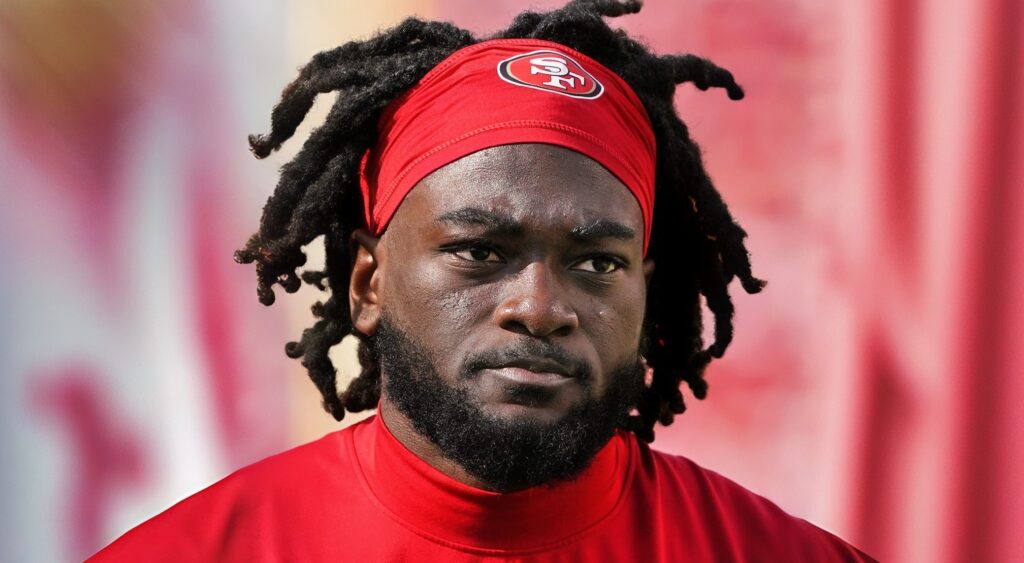 49ers wide receiver Brandon Aiyuk close-up