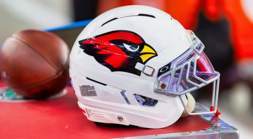 Arizona Cardinals helmet on the sidelines.