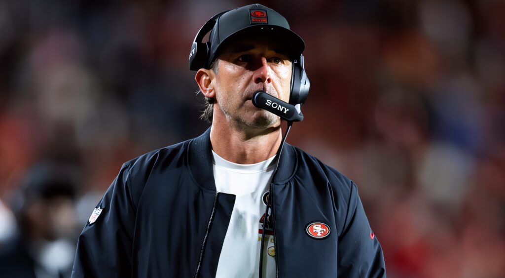 49ers head coach Kyle Shanahan in team gear