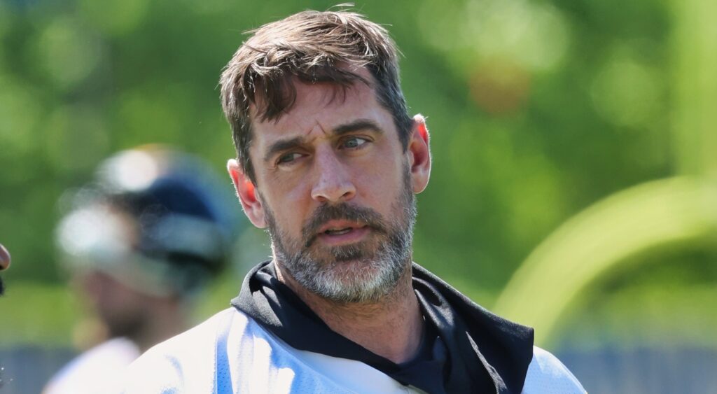 Aaron Rodgers at practice.