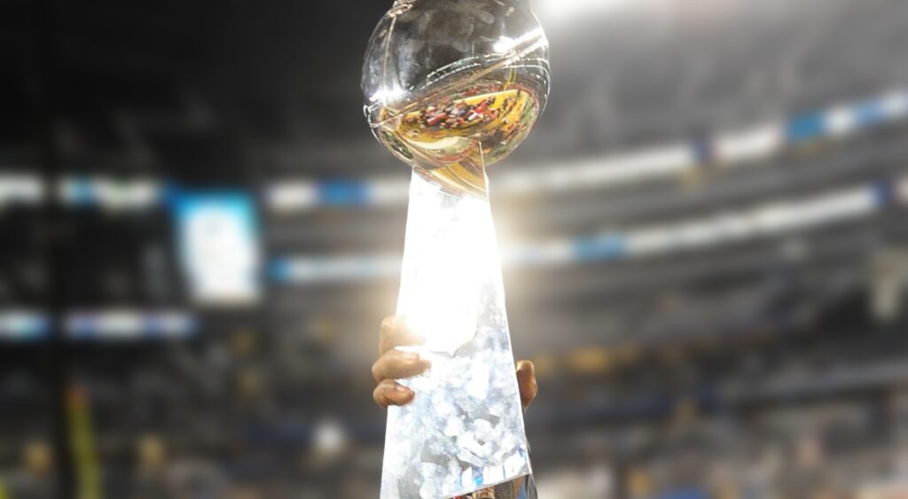 Lombardi Trophy being lifted