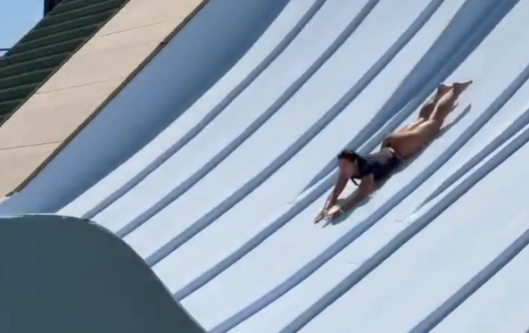 woman on slide ahead of barani maneuver