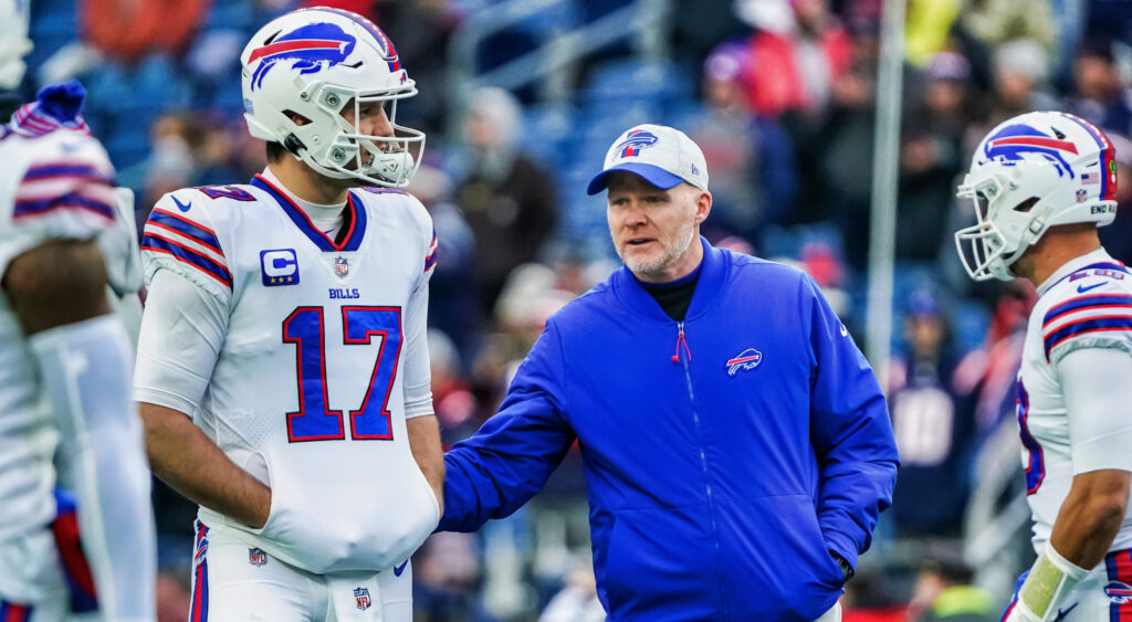 Josh Allen and Sean McDermott during a game.