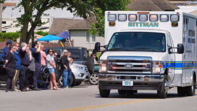 Ambulance and people.