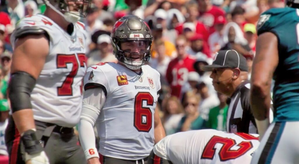 Baker Mayfield trash talking jalen carter.