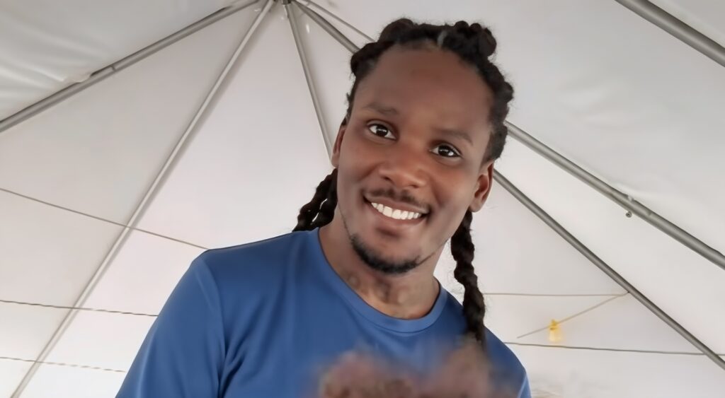 Chris Johnson in a video with his daughter.