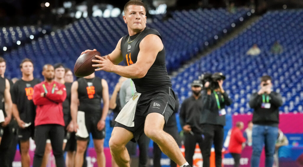 Diego Pavia during the 2026 NFL Combine.