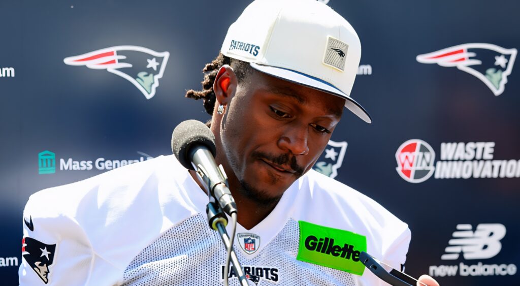 AJ Brown speaking to reporters