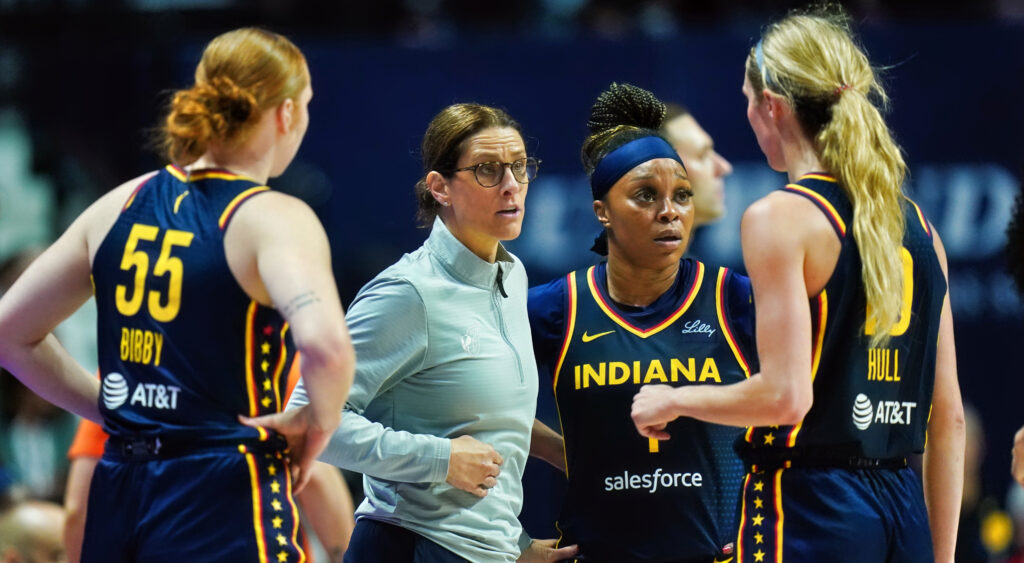 Stephanie White and some Indiana Fever players.