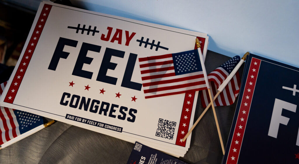 A Jay Feely sign. 