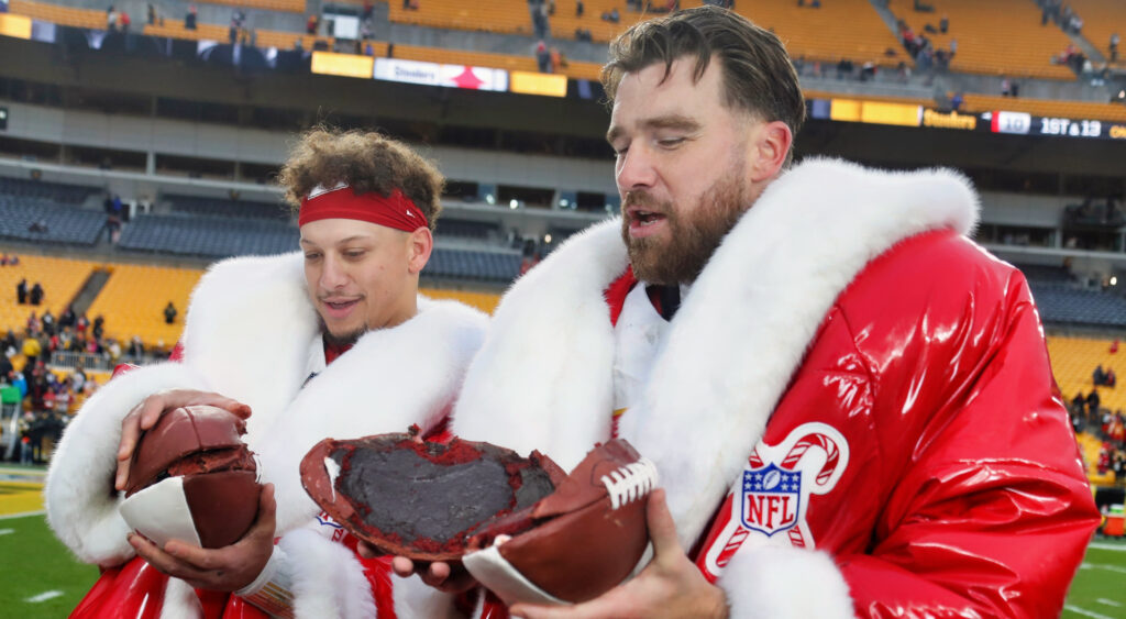 Travis Kelce and Patrick Mahomes at a game.