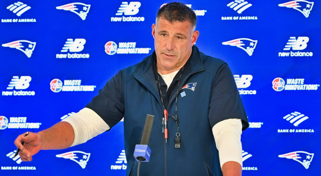 Mike Vrabel during a press conference.