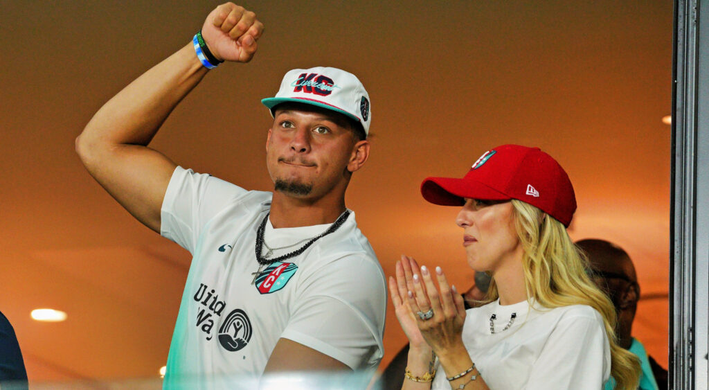 Patrick and Brittany Mahomes watching Kansas City Current.