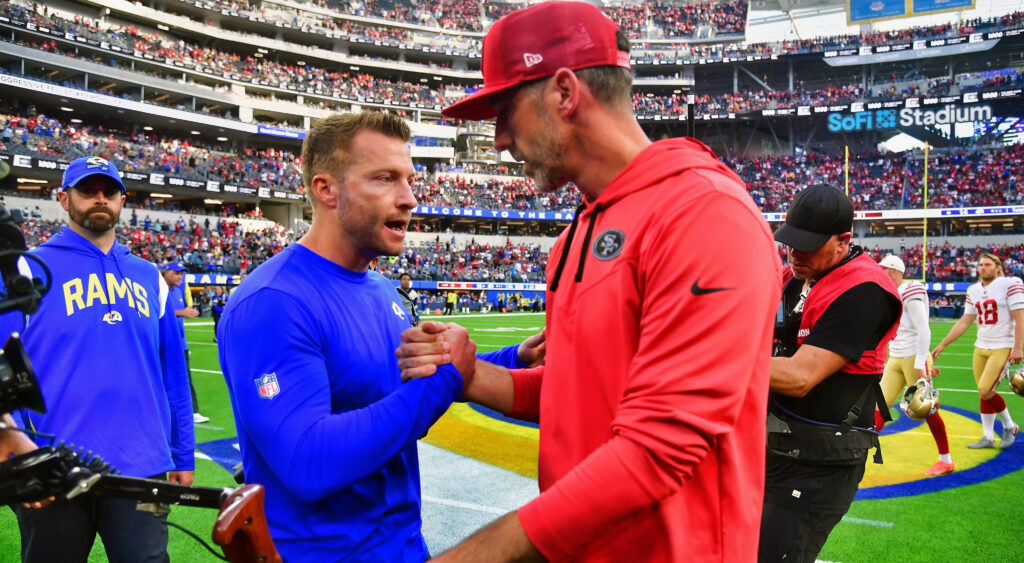 Sean McVay and Kyle Shanahan after a game.