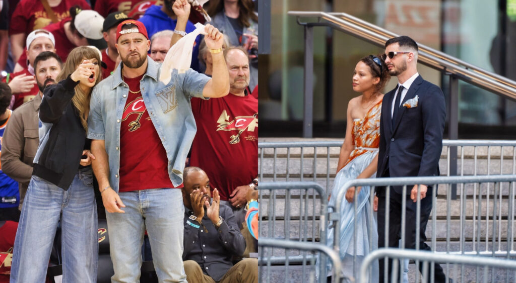 TaylorSwift, Travis Kelce and wedding guests.