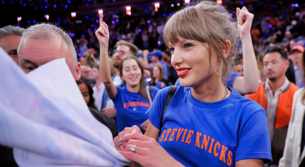 Taylor Swift during a New York Knicks game.