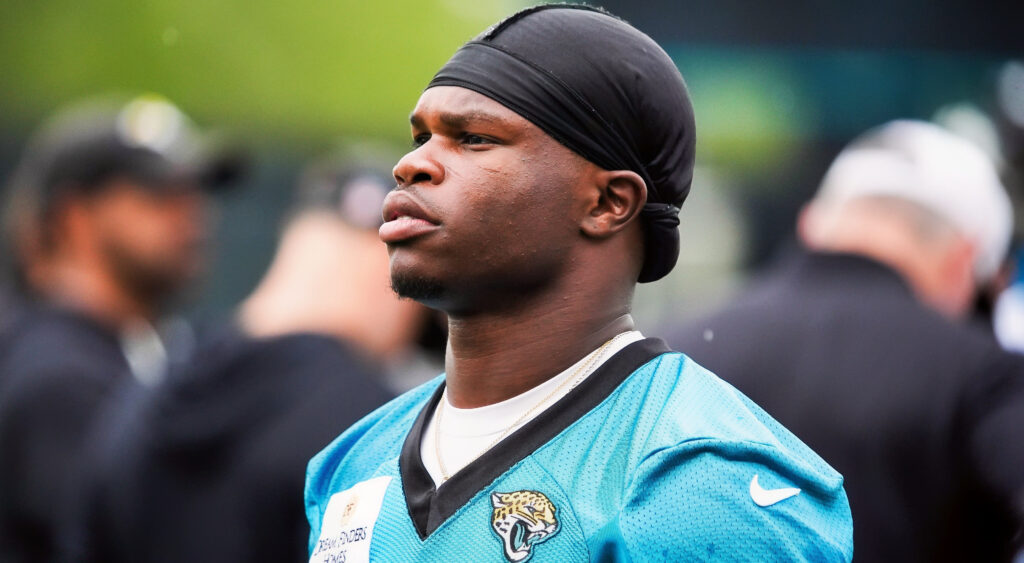 Travis Hunter during practice.